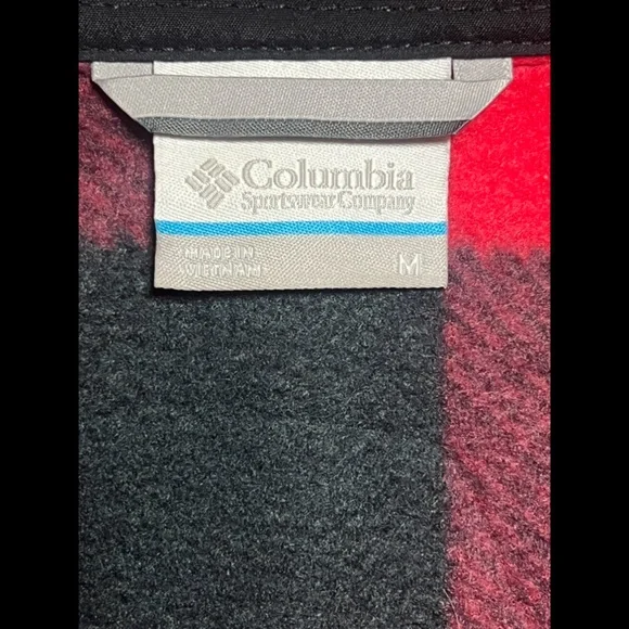 Columbia Red Black Buffalo Plaid Fleece Jacket Button Front Cozy Cabin Core - Picture 4 of 10